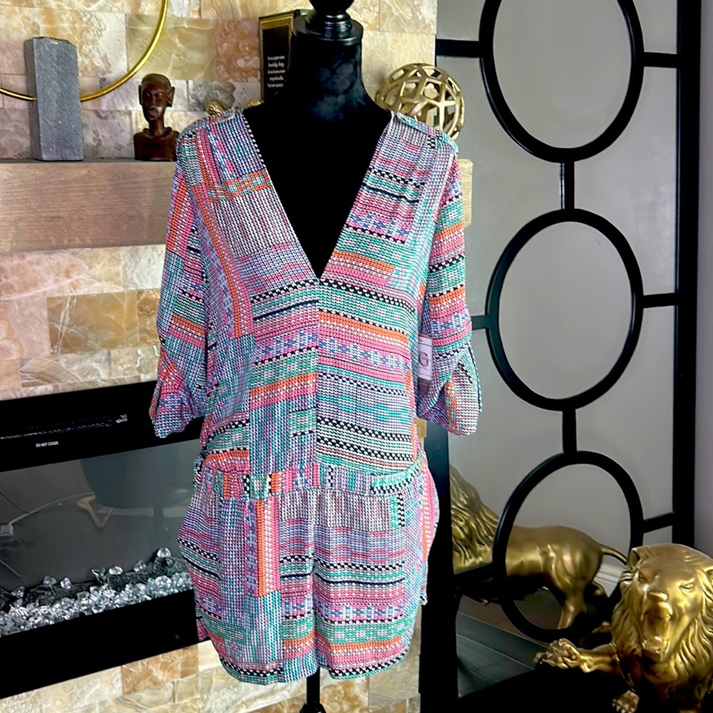 BCBG Maxazria Multi Color Sz Med Romper